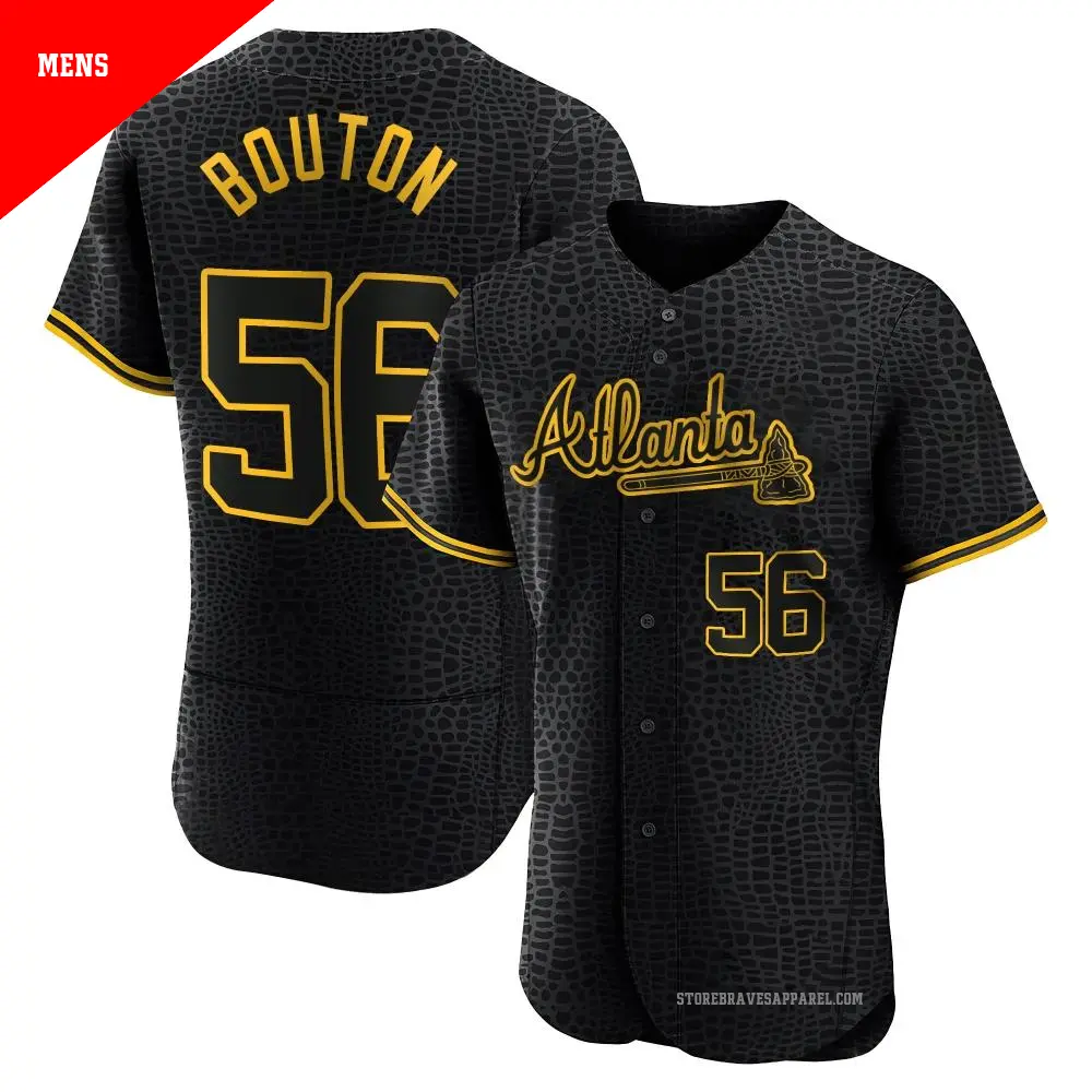 Men's ＃56 Jim Bouton Atlanta Braves Black Authentic Snake Skin City Jersey