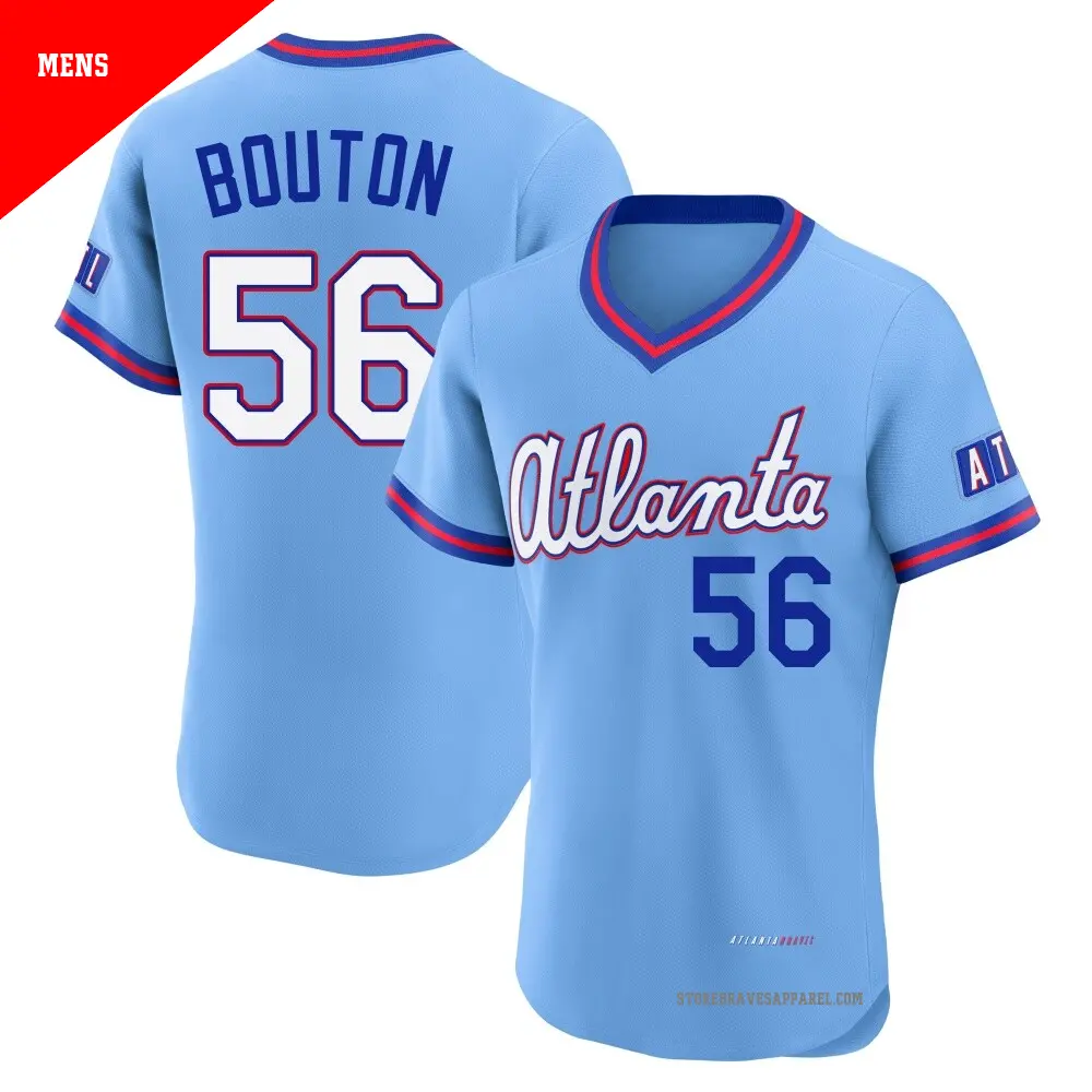 Men's ＃56 Jim Bouton Atlanta Braves Blue Authentic Powder 2026 City Connect Stadium Jersey