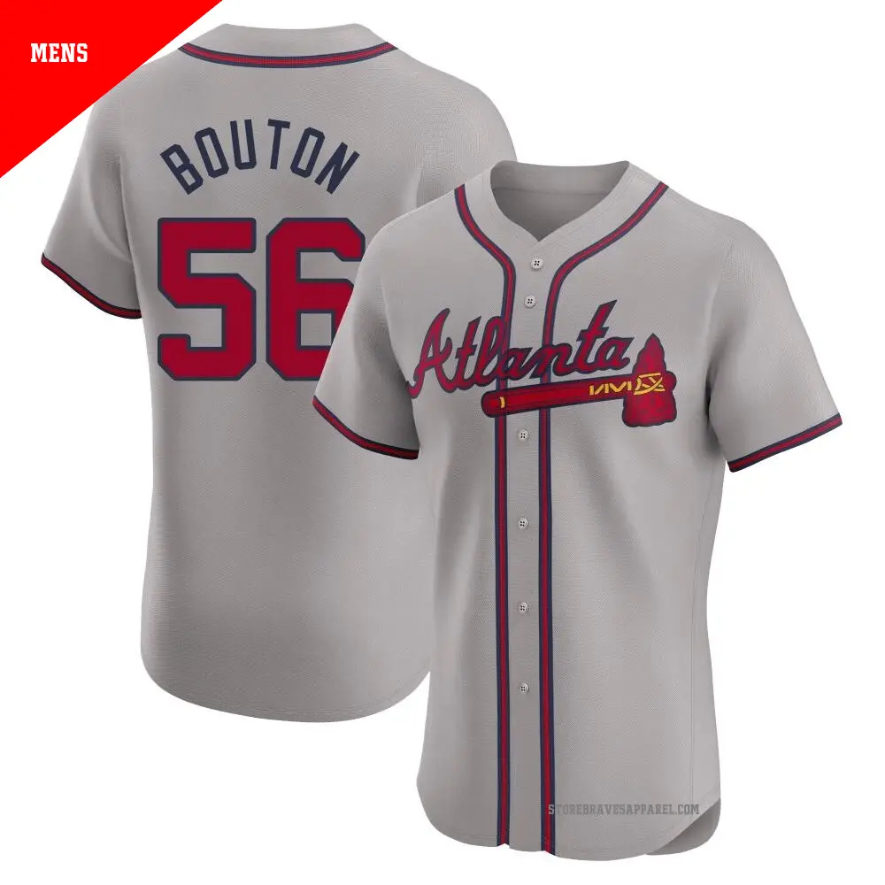 Men's ＃56 Jim Bouton Atlanta Braves Gray Elite Road Jersey