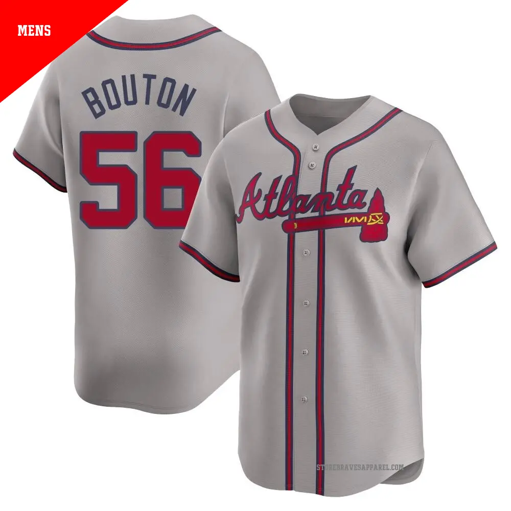 Men's ＃56 Jim Bouton Atlanta Braves Gray Limited Away Jersey