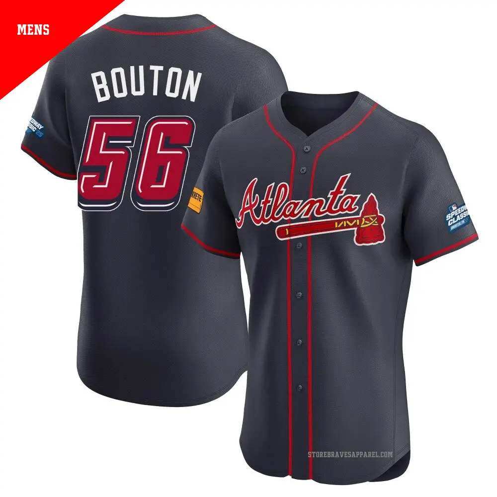 Men's ＃56 Jim Bouton Atlanta Braves Navy Elite 2025 Speedway Classic Alternate Jersey