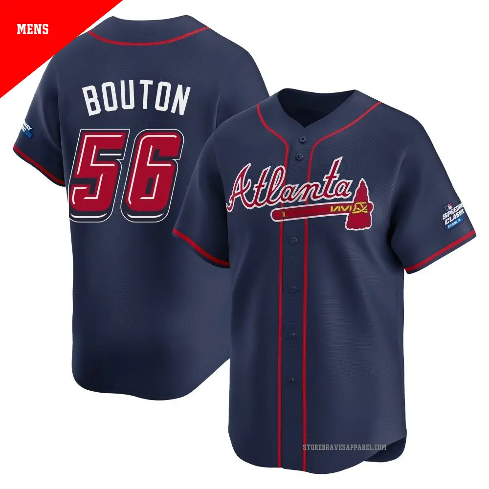 Men's ＃56 Jim Bouton Atlanta Braves Navy Limited 2025 Speedway Classic Alternate Jersey
