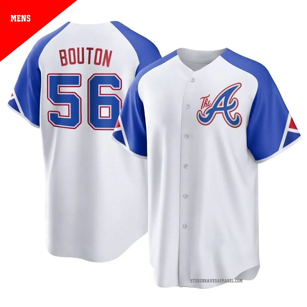 Men's ＃56 Jim Bouton Atlanta Braves White Replica 2023 City Connect Jersey