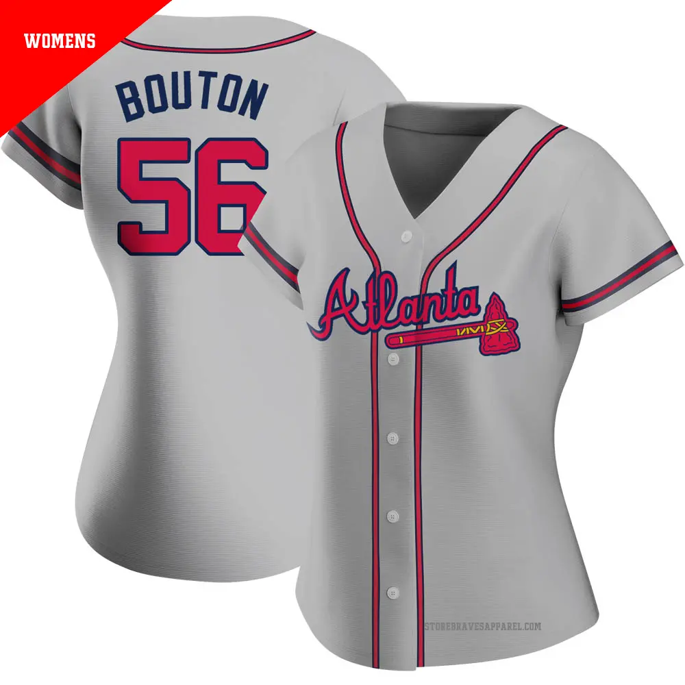 Women's ＃56 Jim Bouton Atlanta Braves Gray Replica Road Jersey