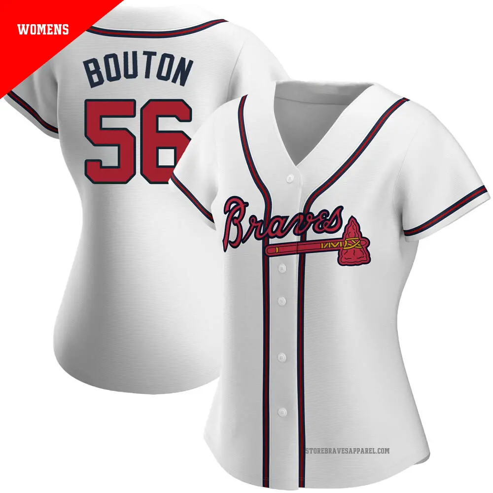 Women's ＃56 Jim Bouton Atlanta Braves White Authentic Home Jersey
