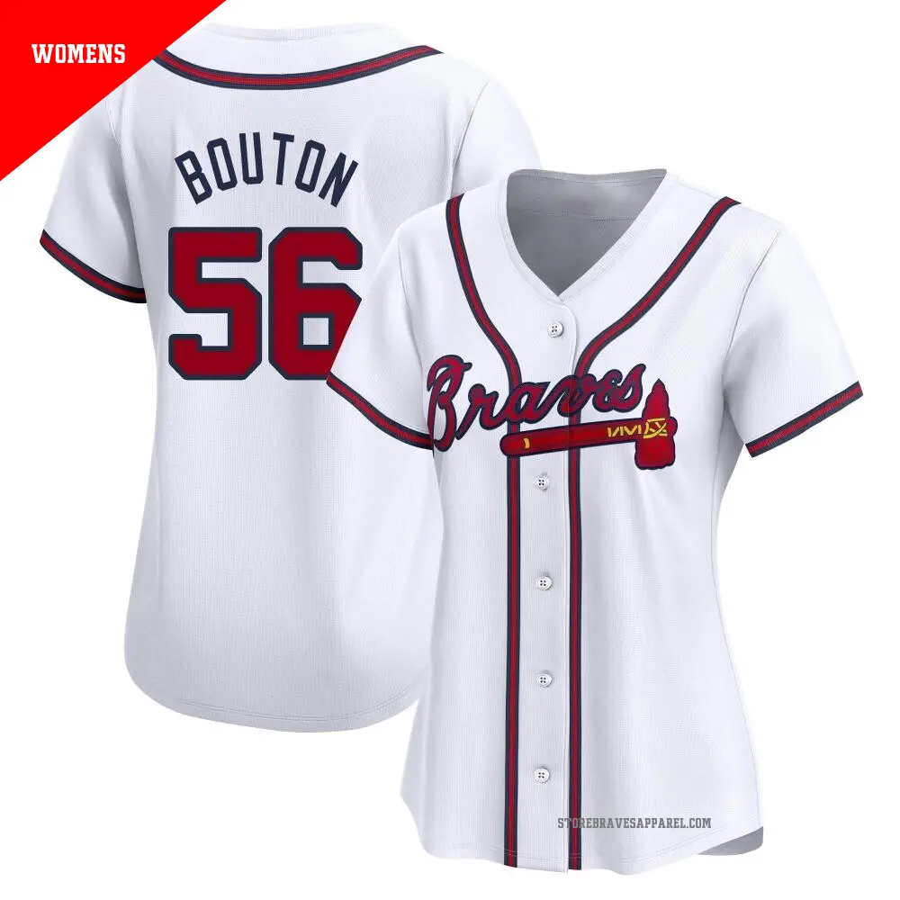 Women's ＃56 Jim Bouton Atlanta Braves White Limited Home Jersey
