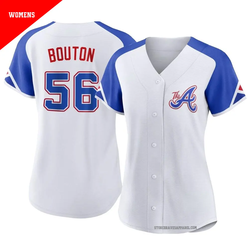 Women's ＃56 Jim Bouton Atlanta Braves White Replica 2023 City Connect Jersey