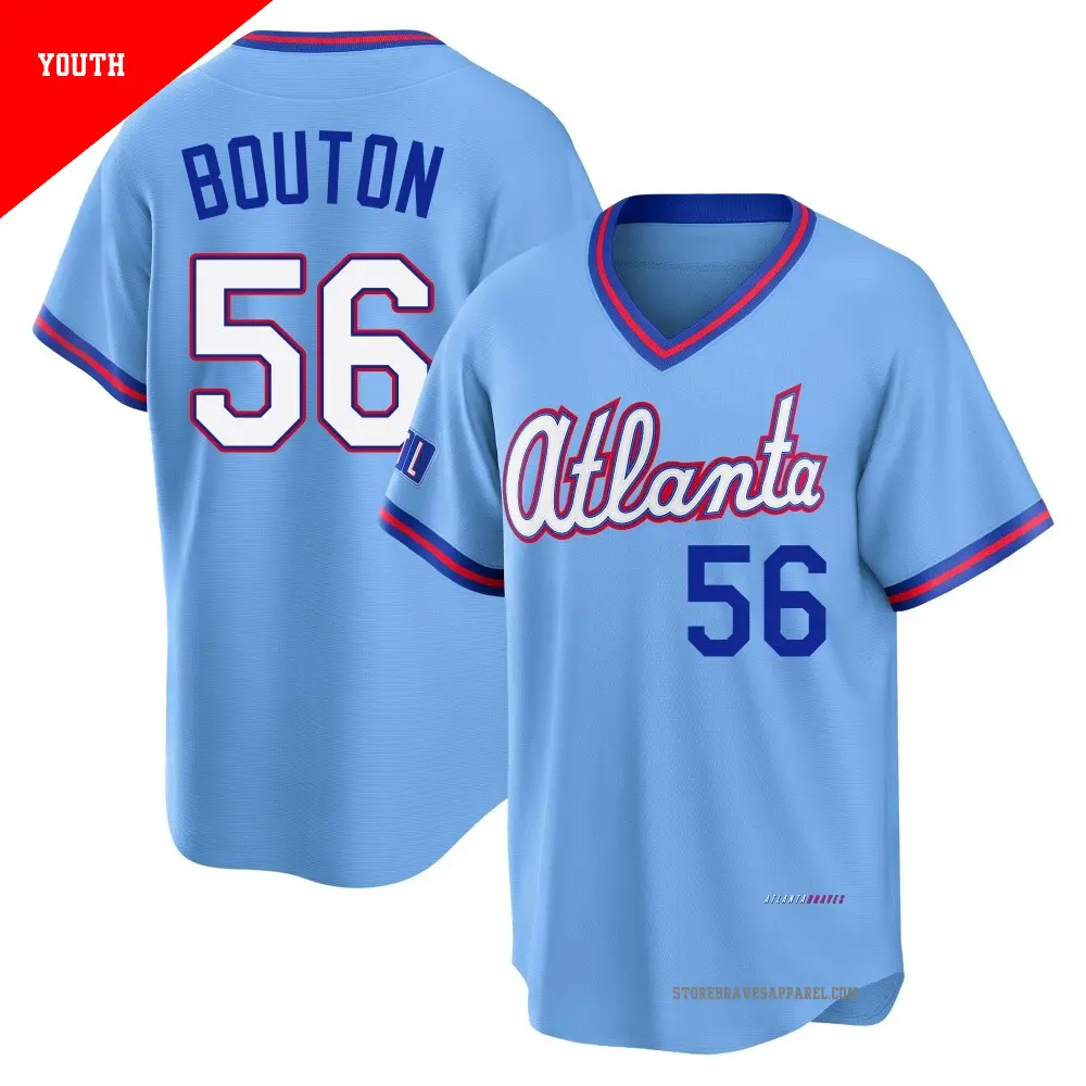 Youth ＃56 Jim Bouton Atlanta Braves Blue Limited Powder 2026 City Connect Stadium Jersey