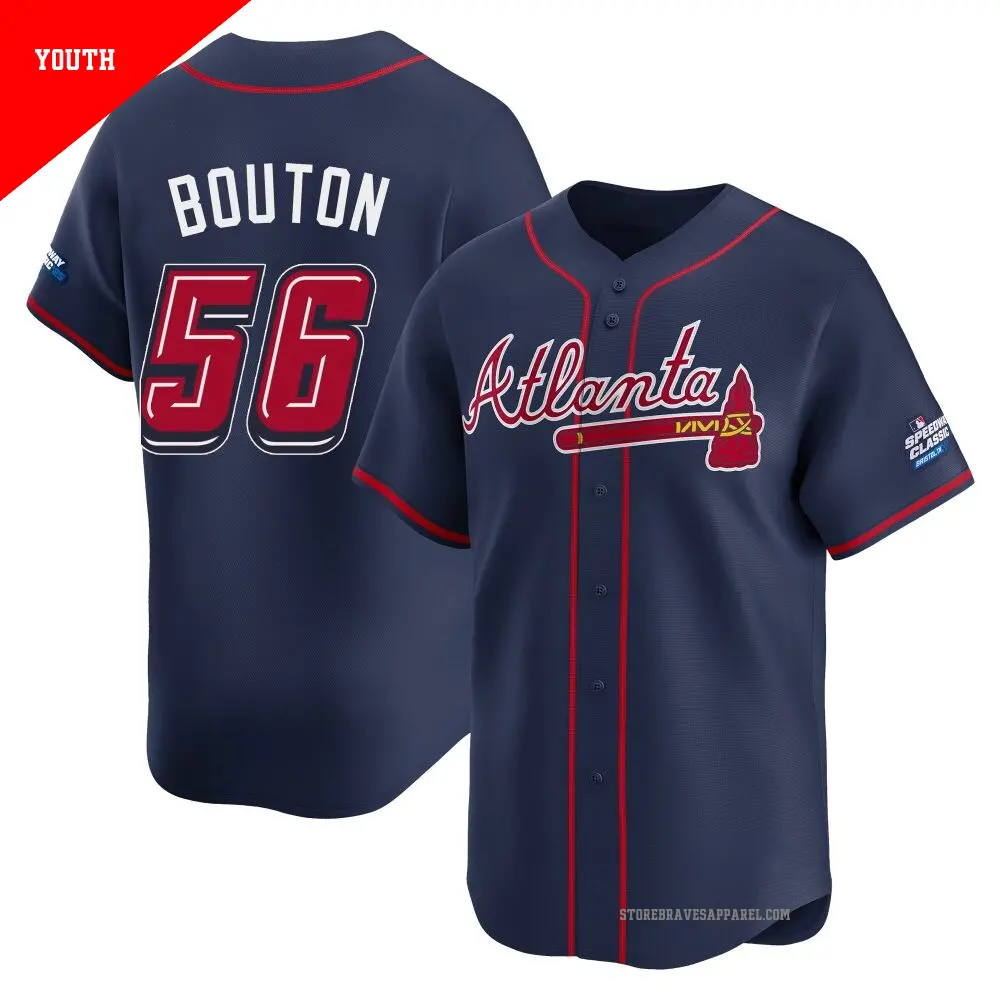 Youth ＃56 Jim Bouton Atlanta Braves Navy Limited 2025 Speedway Classic Alternate Jersey
