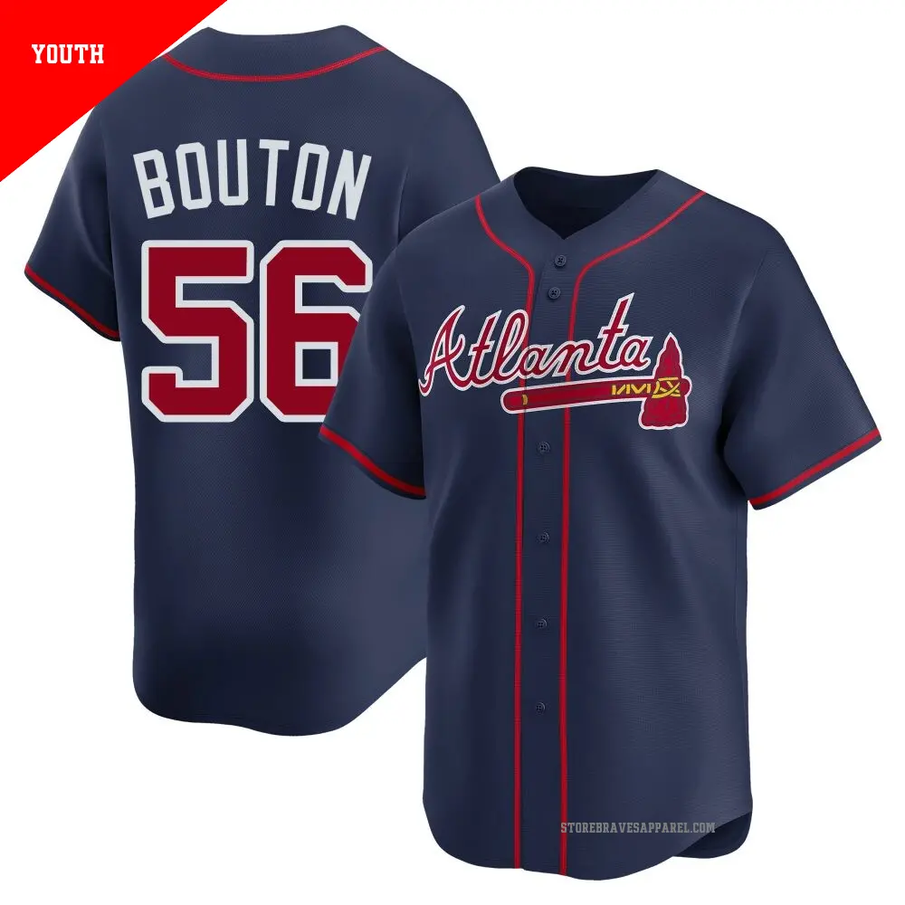 Youth ＃56 Jim Bouton Atlanta Braves Navy Limited Alternate Jersey