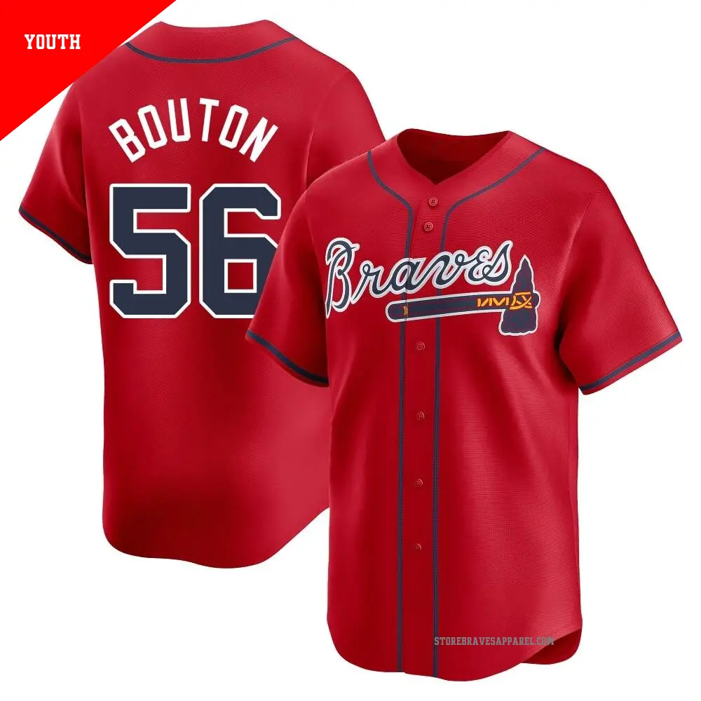Youth ＃56 Jim Bouton Atlanta Braves Red Limited Alternate Jersey