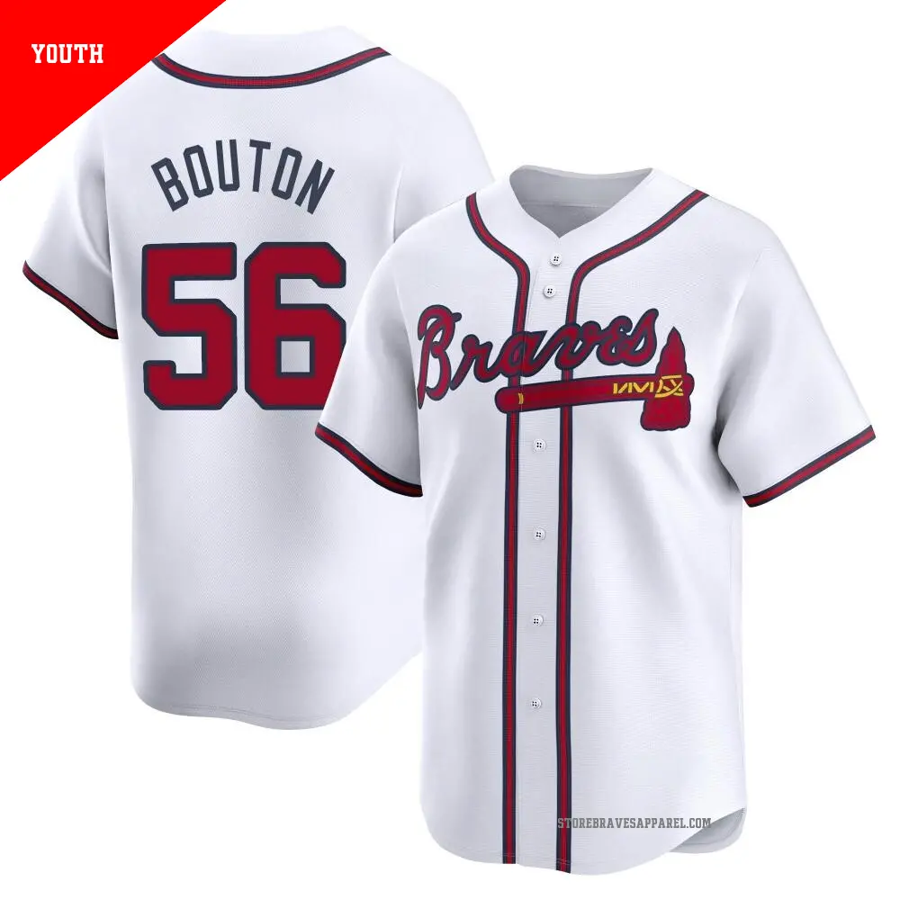 Youth ＃56 Jim Bouton Atlanta Braves White Limited Home Jersey